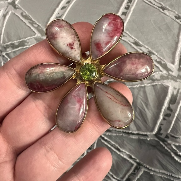 Strawberry quartz agate statement flower alchemia ring - Picture 2 of 4